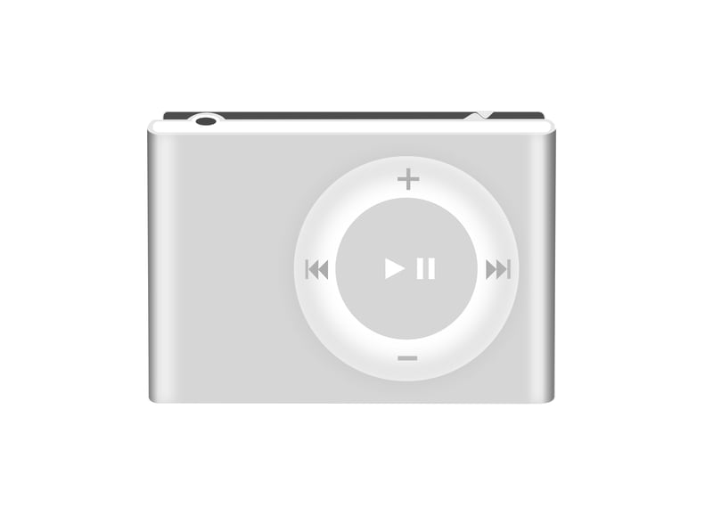 The Apple iPod shuffle 2nd generation was released September 12, 2006.  A small, clip-on size was introduced in a variety of colours. A dock replaced the integrated USB connector. With 1GB is was $79. Photo: Apple