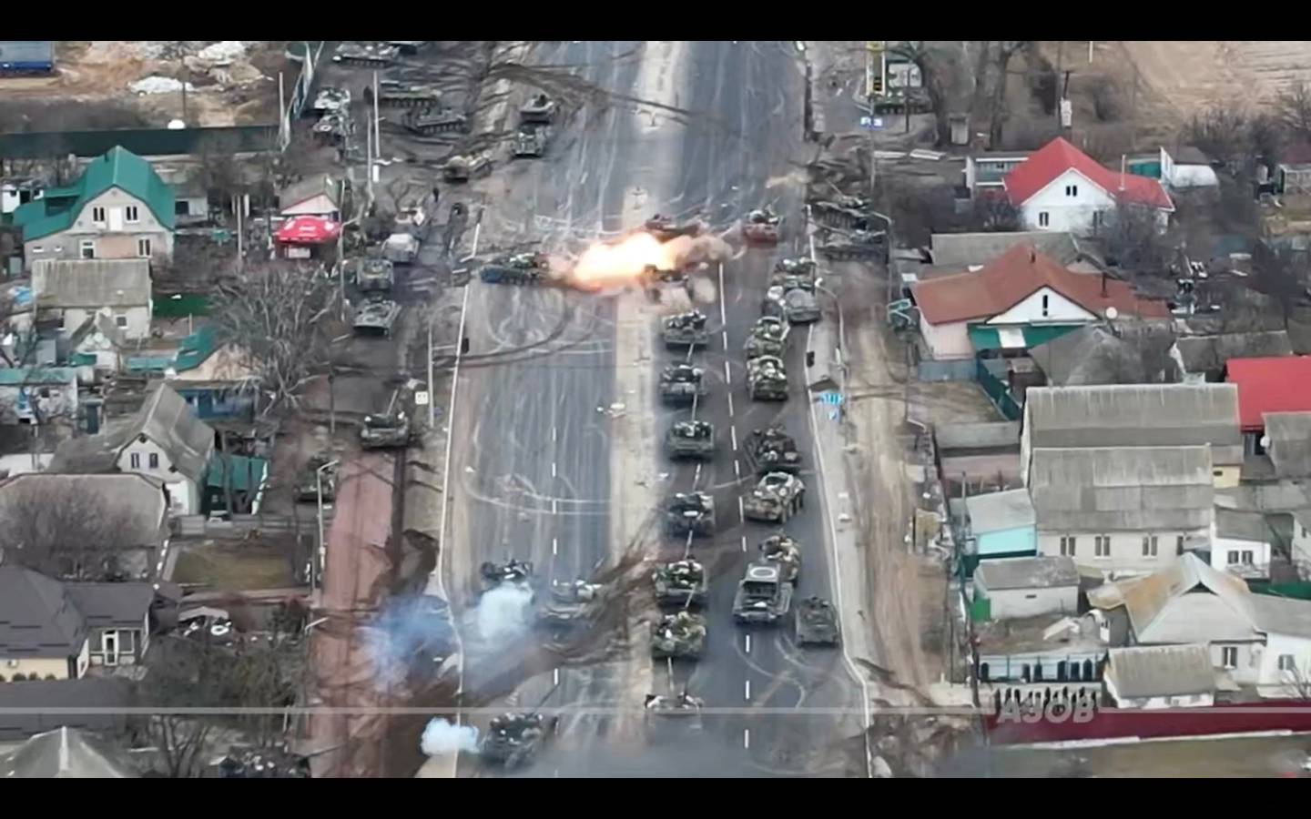 Tanks being destroyed on the outskirts of Brovary, Ukraine. Reuters