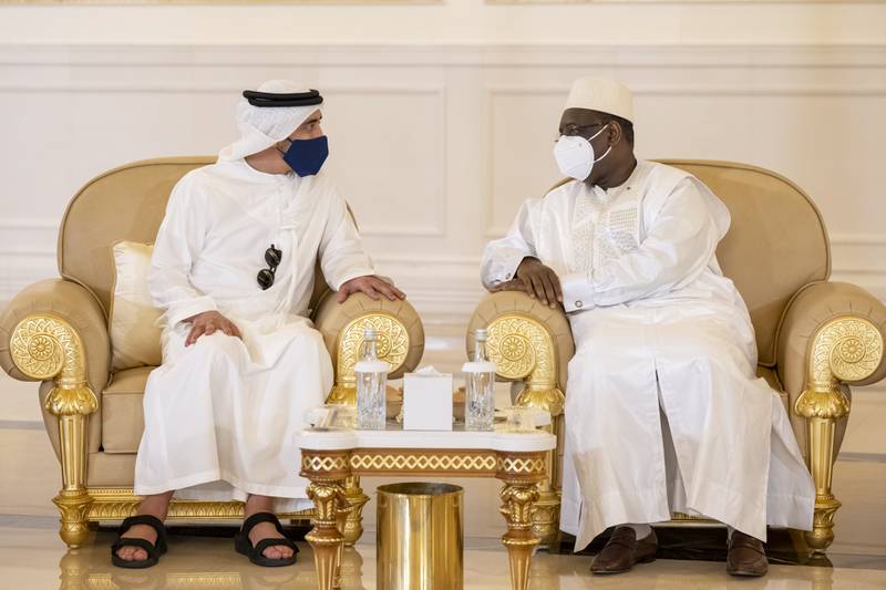 Hussein Ibrahim Taha, Secretary General of the Organisation of Islamic Co-operation, with Sheikh Abdullah bin Zayed.
