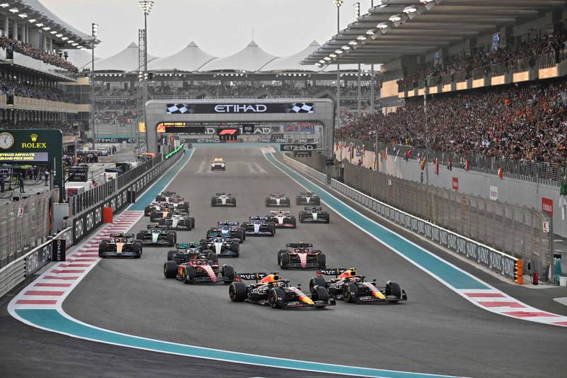 Drivers at the start of the Abu Dhabi Grand Prix. AFP