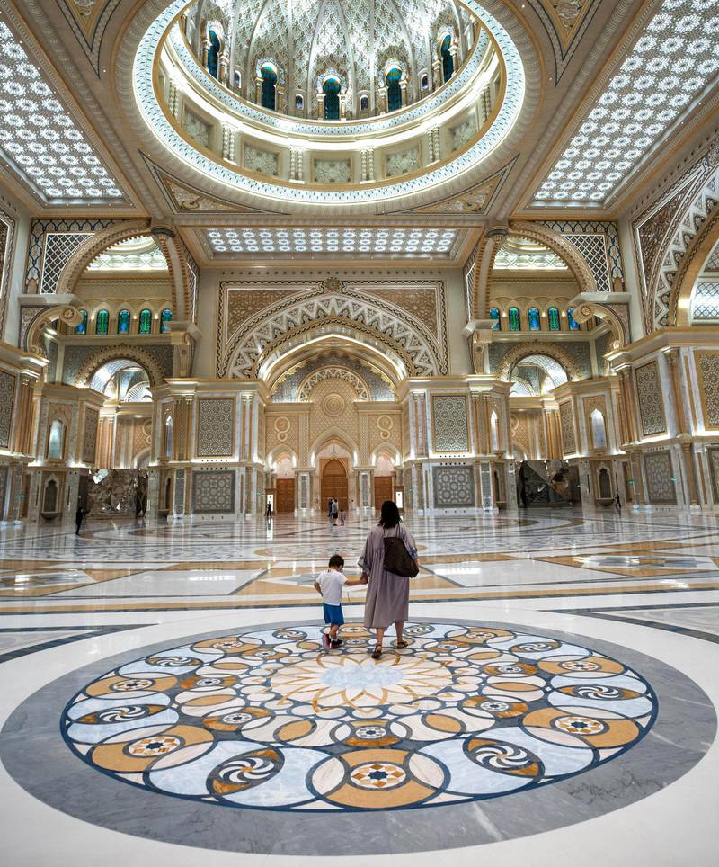 Abu Dhabi, United Arab Emirates, October  20, 2020.   Qasr Al Watan reopens to public tours on Tuesday with strict measures in place to limit the spread of Covid-19. Victor Besa/The NationalSection:  NAReporter: