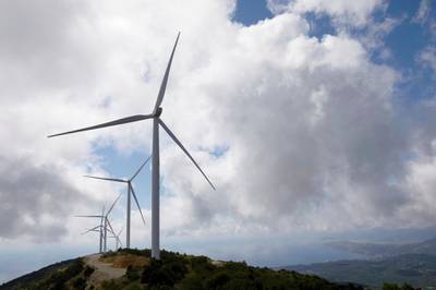 Wind turbines of the Mozura wind farm are seen in Ulcinj, Montenegro, June 18, 2020. Picture taken June 18, 2020.  REUTERS/Stevo Vasiljevic