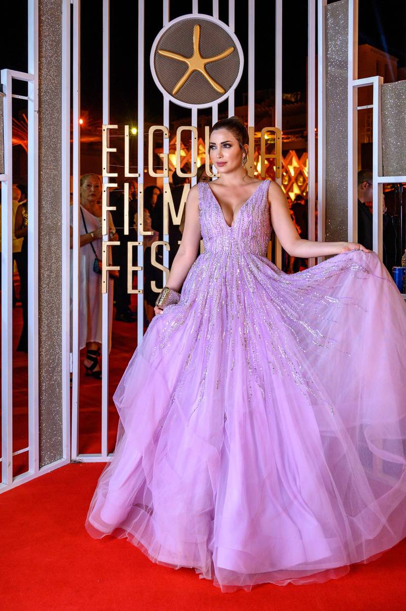 Syrian actress Nisreen Tafesh poses on the red carpet during the closing ceremony of the El Gouna Film Festival. AFP