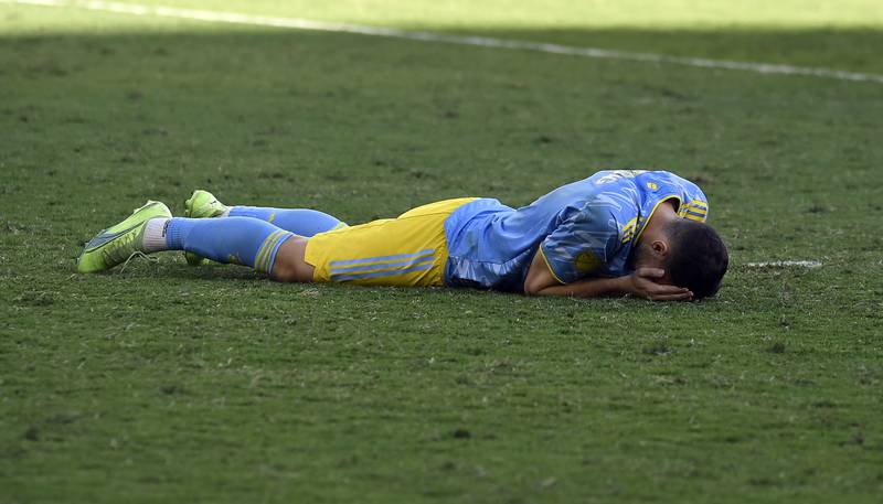 Union's Deniel Gazdag after missing a penalty in the shootout. AFP