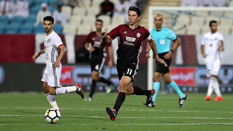 Sebastian Tagliabue, the Argentine striker, has been at Al Wahda since 2013. Pawan Singh / The National