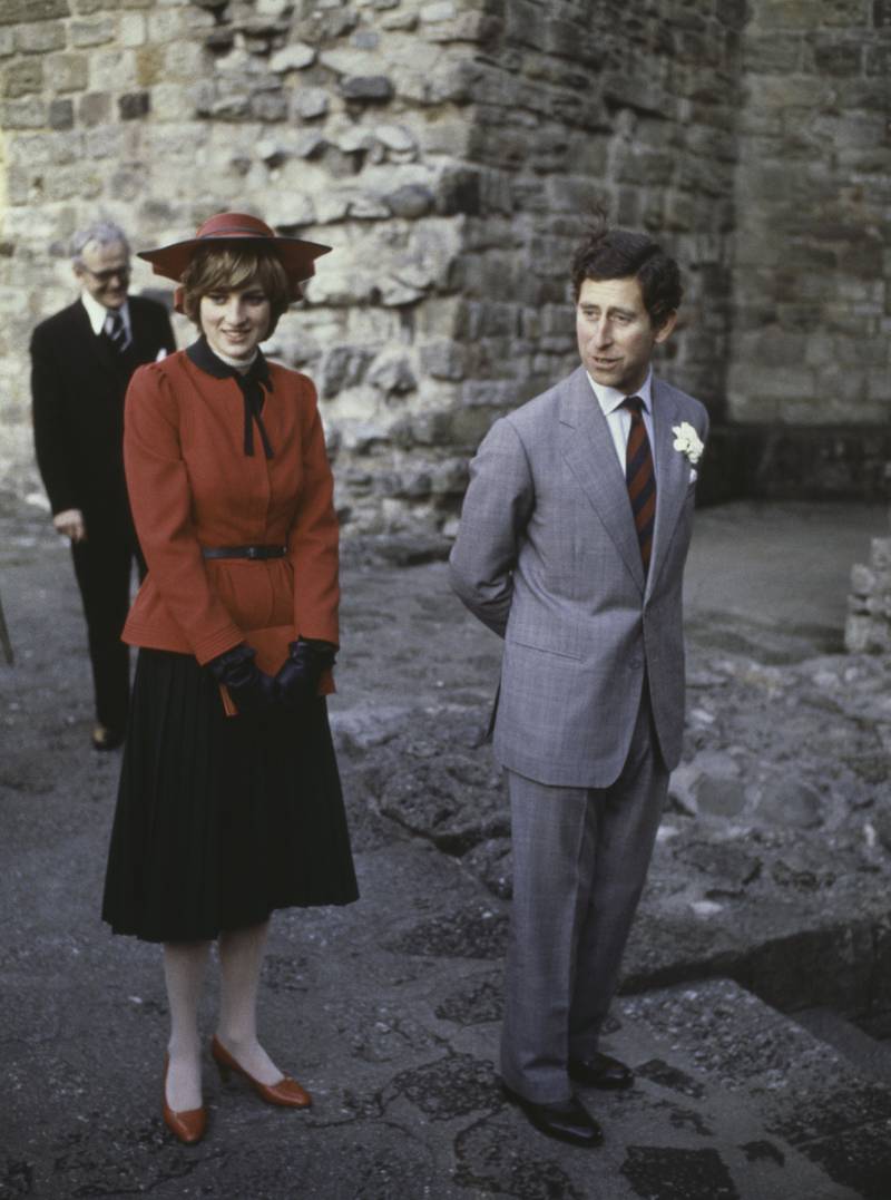 Prince Charles and Princess Diana at Caernarvon Castle during an official tour of Wales in 1981.