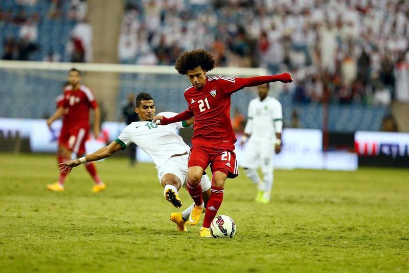 Omar Abdulrahman, right, has recovered from injury and is expected to play for the UAE at the 2015 Asian Cup in Australia next month. Al Ittihad

