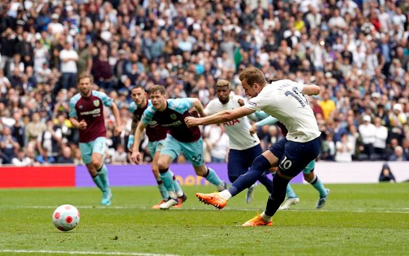 Harry Kane scores from the penalty sport. AP