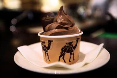 April 30, 2013, Dubai, UAE: 

The Majlis is a cafe inside of Dubai Mall. It serves ice cream and other dairy products made from Camel's milk.
Seen here is the chocolate ice cream.
Lee Hoagland/The National