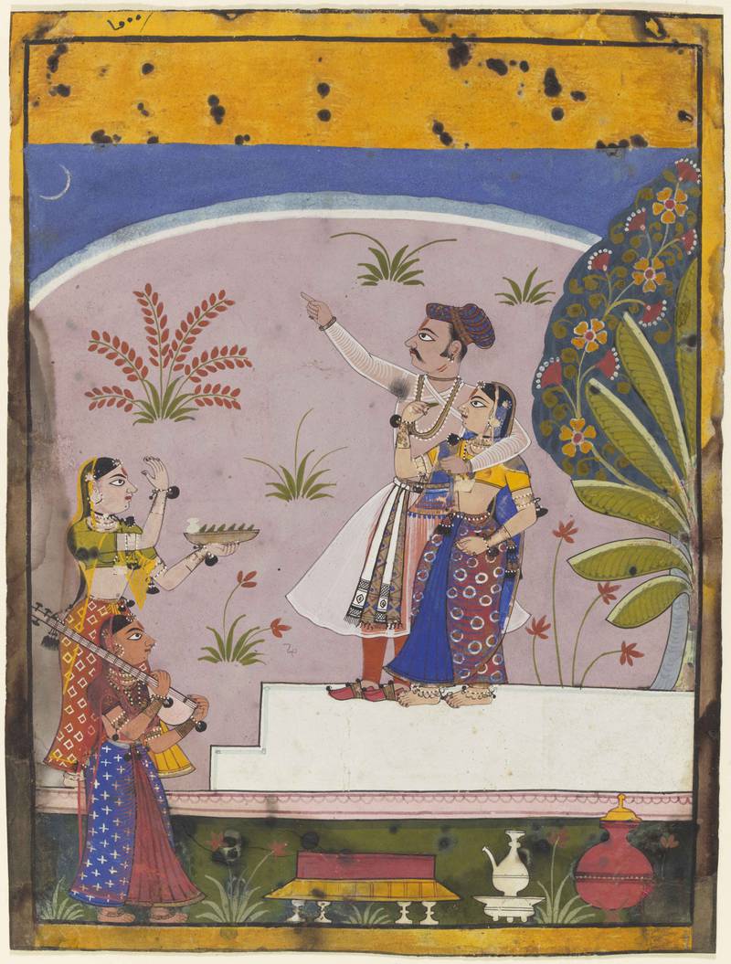 Prince with a consort watching the moon, a drawing created in India in about 1650, will be among the works in Picturing the Cosmos. Photo: APF