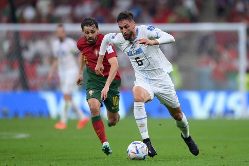 Rodrigo Bentancur 7 - Booked early for a late challenge on Dias, but that didn’t slow him down as Bentancur maintained his aggressive approach in midfield. Produced Uruguay’s best chance of the first half as he broke through Portugal’s line, only to get the finish wrong. Getty