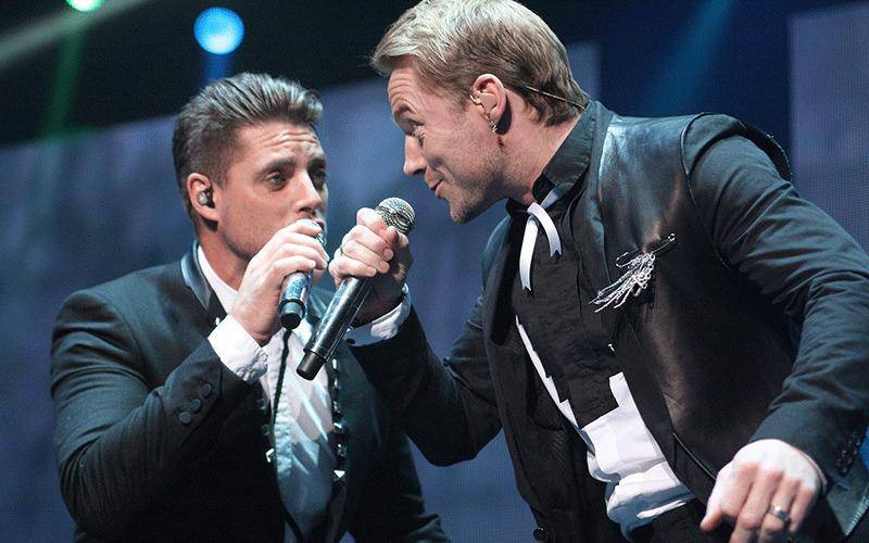 Keith Duffy and Ronan Keating of Boyzone. Michelle Moore / WireImage 