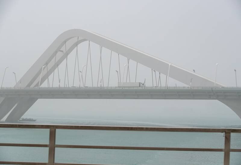 The Sheikh Zayed bridge in Abu Dhabi, during the sandstorm. Victor Besa / The National