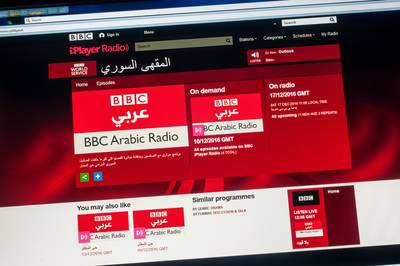 The website for BBC Arabic Radio. Photo: Alamy
