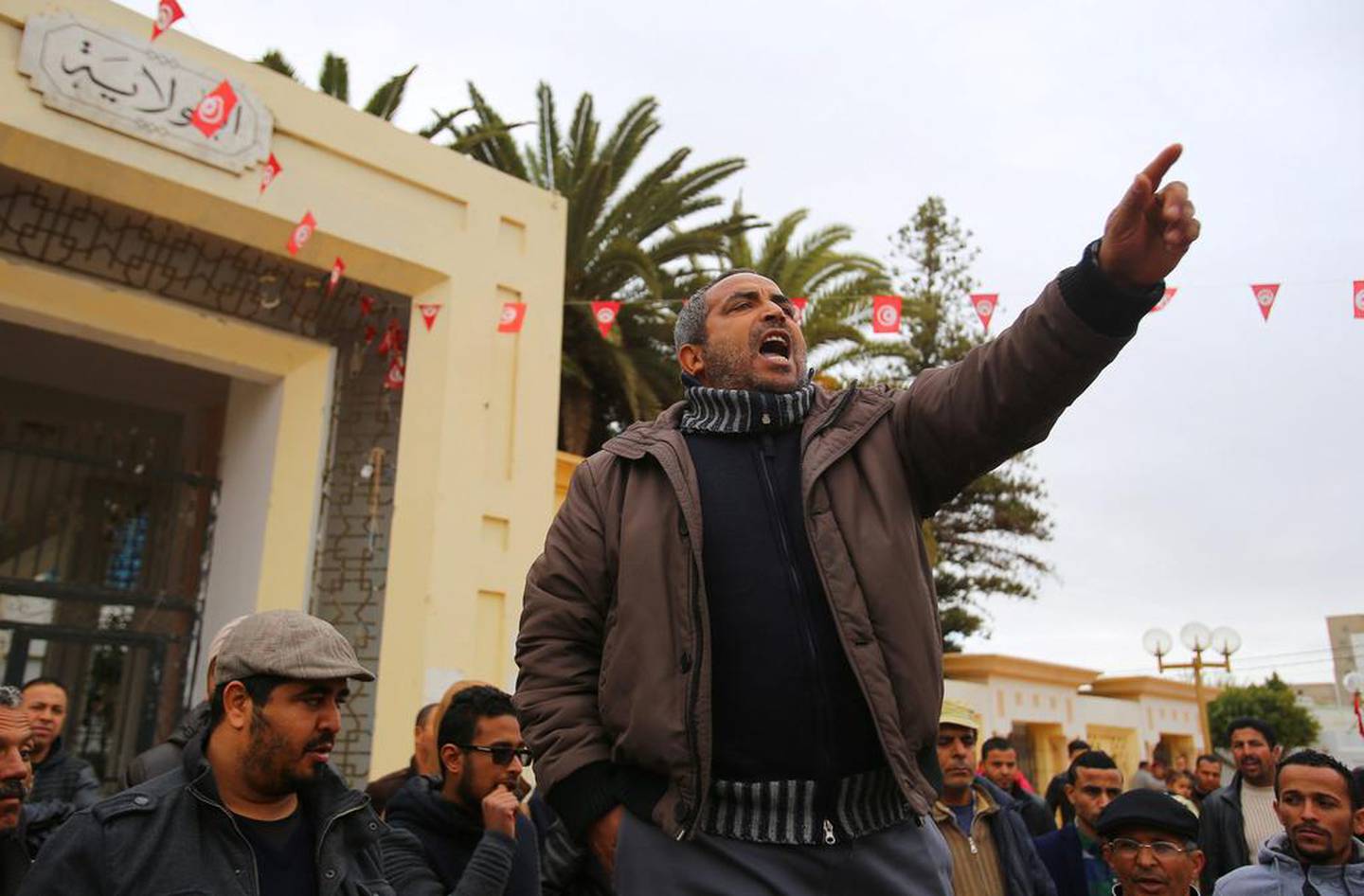 Tunisians call for better employment opportunities during a demonstration in Sidi Bouzid in January 2017. Reuters  