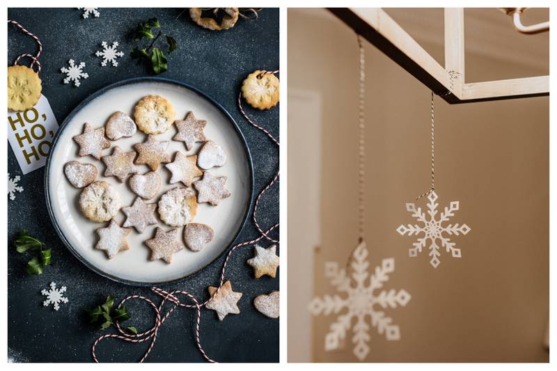 Enjoy an array of simple activities, such as baking Christmas cookies to cutting out paper snowflakes, this festive season. Photos: Monika Grabkowska, Kelly Sikkema / Unsplash