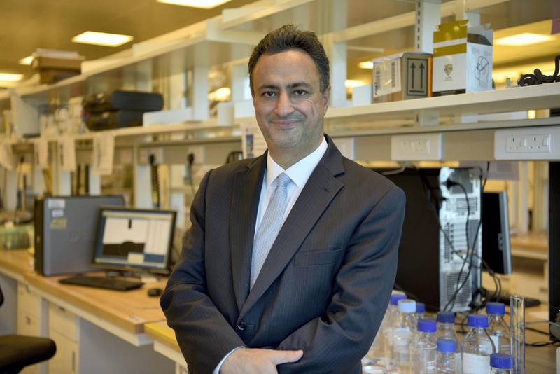 Hassan Arafat, a professor of chemical engineering and director of the Center for Membrane and Advanced Water Technology at Khalifa University, Abu Dhabi. The Jordanian was among a select few academics awarded long-term residency in the UAE. Prof Arafat in the laboratory where his research work involves using nanomaterials in the desalination process with the goal of making it cheaper and environmentally friendly. Courtesy: Prof Hassan Arafat 