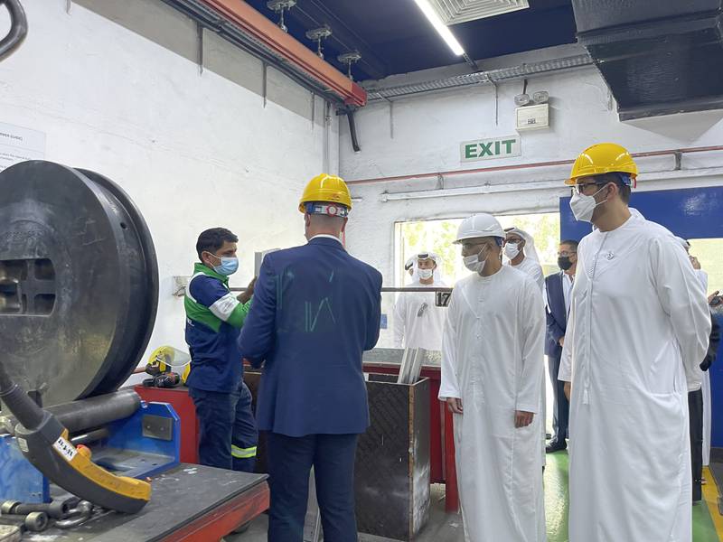 Dr Sultan Al Jaber, Minister of Industry and Advanced Technology, visits Gulf Extrusions. Photo: Handout