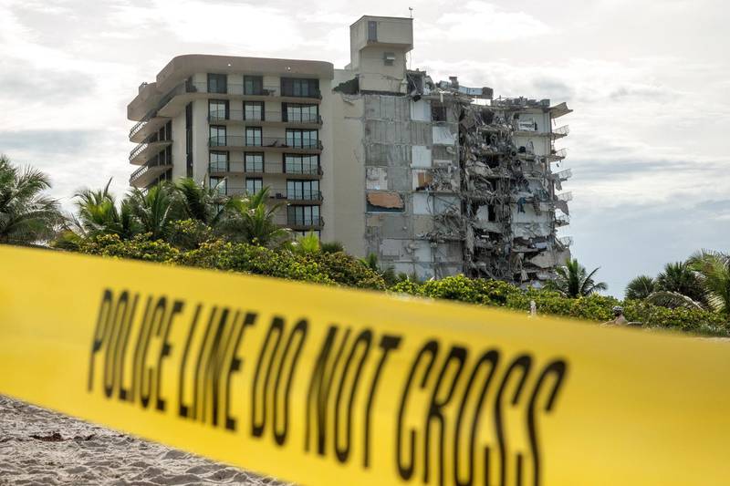 View of a 12-story condominium building that partially collapsed in Surfside, Florida. Cristobal Herrera-Ulashkevich / EPA
