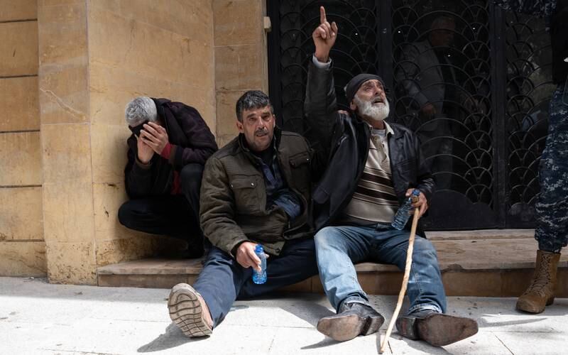 Retired soldiers who tried to storm the government palace. There is widespread anger over Lebanon's economic crisis. Matt Kynaston / The National