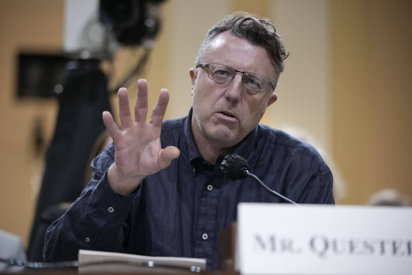 Nick Quested, a documentary filmmaker who was embedded with the Proud Boys, a far-right militia group, testifies during a hearing by the Select Committee to Investigate the January 6th Attack on the U. S.  Capitol in Washington, DC. AFP