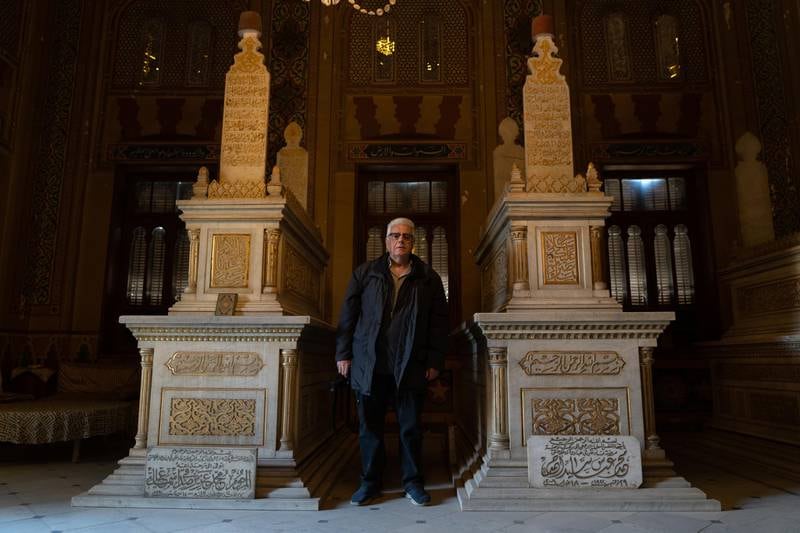 Dr El Sadek in the family mausoleum of Ismail Sedky. Mahmoud Nasr / The National