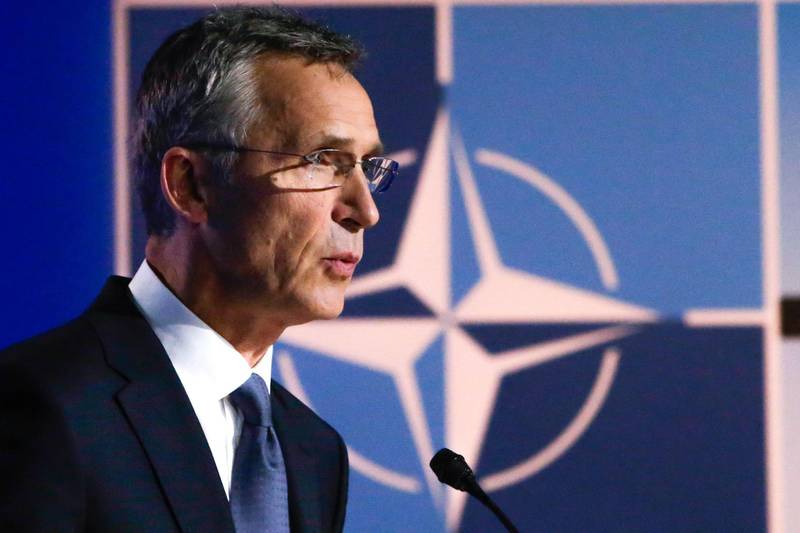 NATO Secretary General Jens Stoltenberg addresses a press conference on the second day of the North Atlantic Treaty Organization (NATO) summit in Brussels on July 12, 2018.  / AFP / Aris Oikonomou
