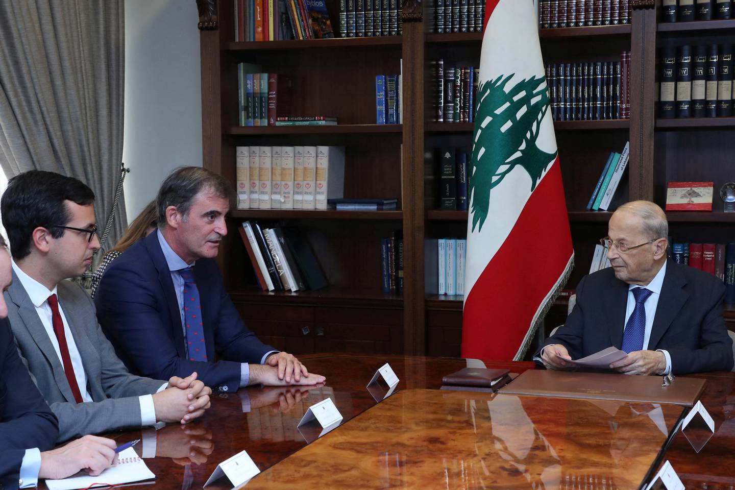 Lebanon's President Michel Aoun meets with a delegation from the International Monetary Fund last week. Reuters