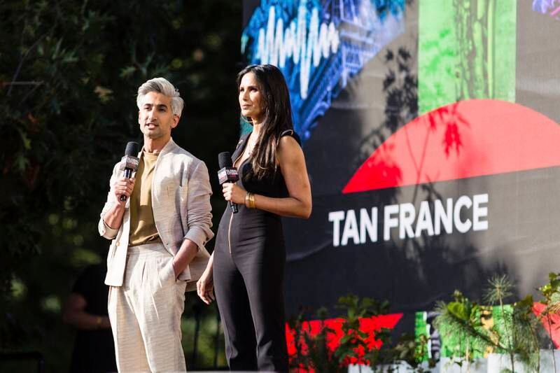 With British-American fashion designer Tan France
during the Global Citizen festival in New York.  AP