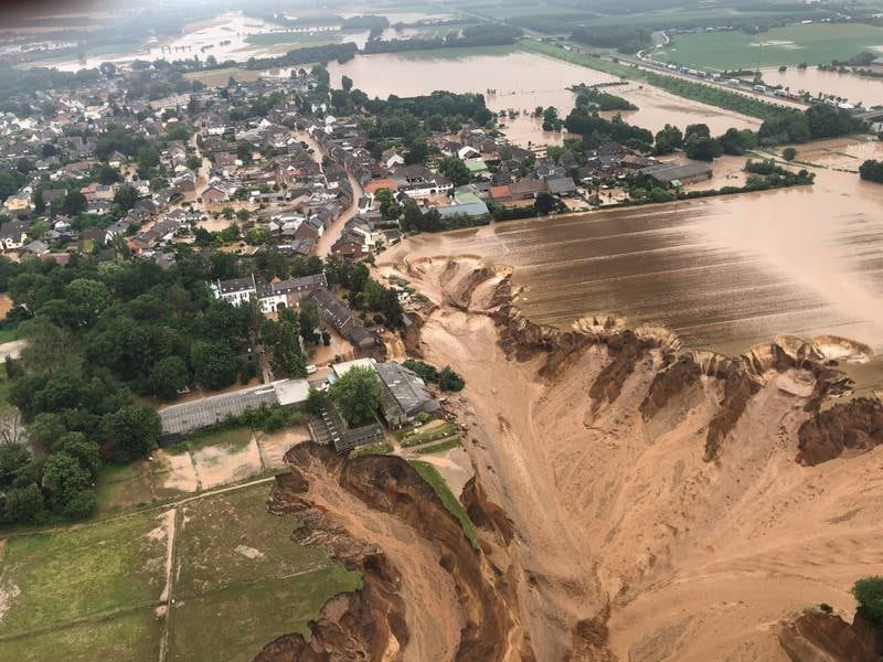 Destruction in Erftstadt-Blessem in Germany after heavy rains triggered severe flooding. At least 81 people were killed and hundreds more are missing.