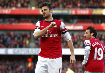 Olivier Giroud returned to the Arsenal line-up and contributed two goals and an assist in the 4-1 win over Sunderland on February 22, 2014.  Darren Staples / Reuters

