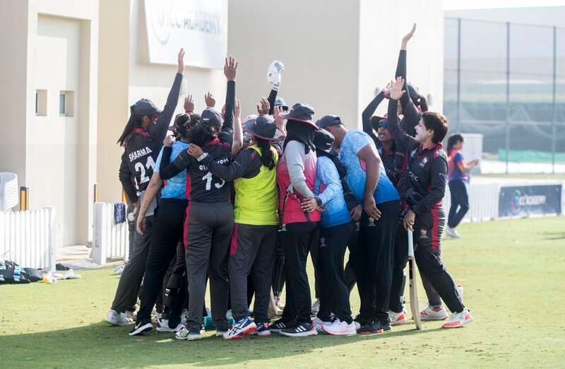 The UAE team before the start of the game.