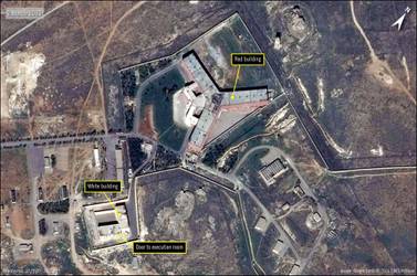 A satellite image shows Syria's military-run Saidnaya prison, located 30 kilometres north of Damascus. CNES and ASTRIUM / Amnesty International via AFP