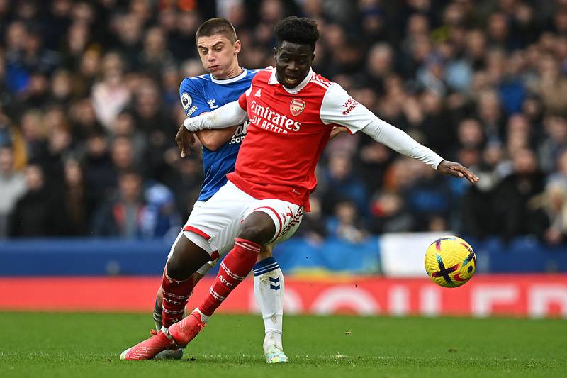 Bukayo Saka - 6, Had a few bright moments but Mykolenko did a great job of dealing with the winger, and he was unlucky to see his well-hit volley cleared off the line by Coady. Snatched at his shot under pressure from McNeil.

AFP
