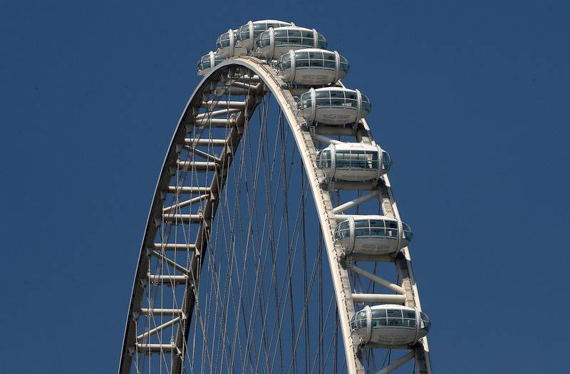 DUBAI, UNITED ARAB EMIRATES , Sept 27– 2020 :- More passenger capsules installed on the Ain Dubai observation wheel at the Bluewaters Island in Dubai.  (Pawan Singh / The National) For News/standalone/Online/Instagram/Big Picture