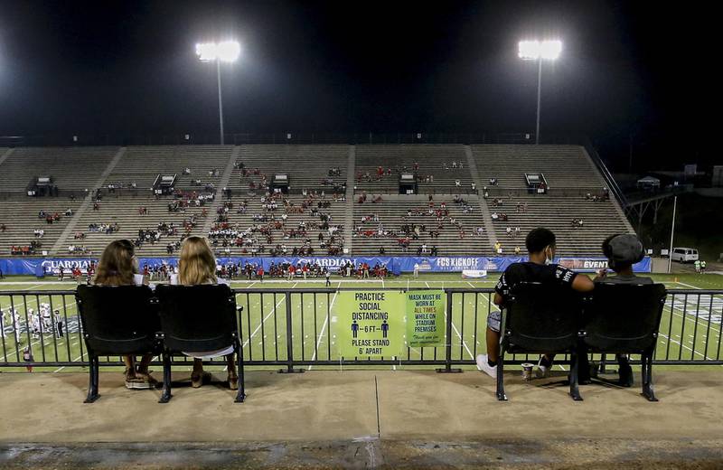 Fans watch a game during the second half of the Guardian Credit Union FCS Kickoff football game between Austin Peay and Central Arkansas in Montgomery, Alabama. AFP