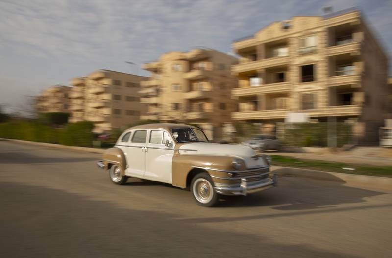 Mr Wahdan drives a 1948 Chrysler in Obour city, north-east of Cairo. Over 20 years, the businessman has collected more than 250 vintage, antique and classic cars.