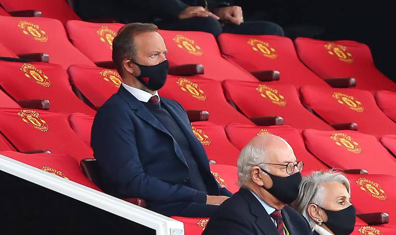 Manchester United Chief Executive Ed Woodward watches on from the stands during the Premier League match at Old Trafford, Manchester. PA Photo. Picture date: Sunday October 4, 2020. See PA story SOCCER Man Utd. Photo credit should read: Alex Livesey/NMC Pool/PA Wire. RESTRICTIONS: EDITORIAL USE ONLY No use with unauthorised audio, video, data, fixture lists, club/league logos or "live" services. Online in-match use limited to 120 images, no video emulation. No use in betting, games or single club/league/player publications.