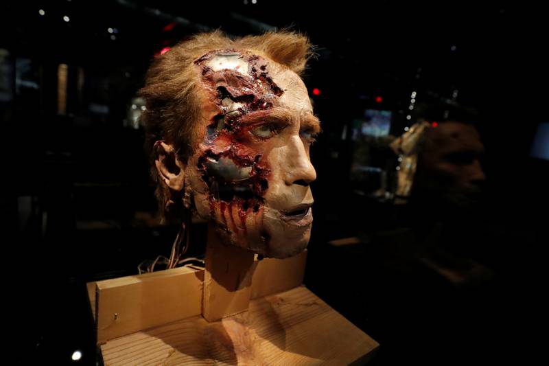 An animatronic T-800 Terminator head from 'Terminator 2: Judgement Day'. Reuters
