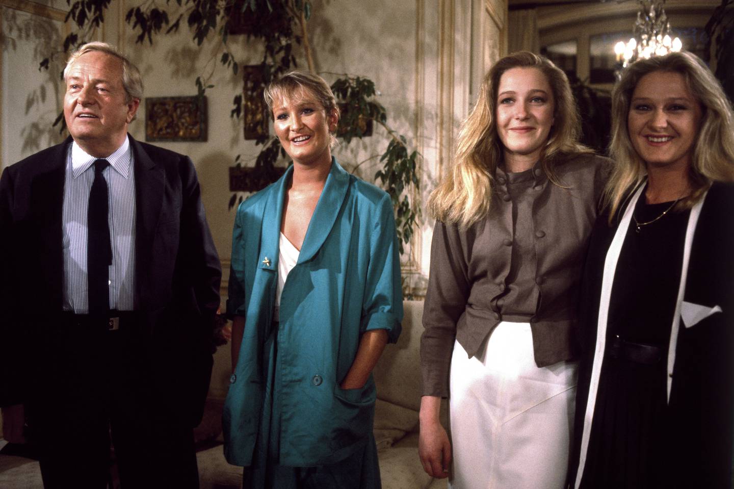 Jean-Marie Le Pen with his daughters Yann, Marine and Marie-Caroline in 1986. Getty Images