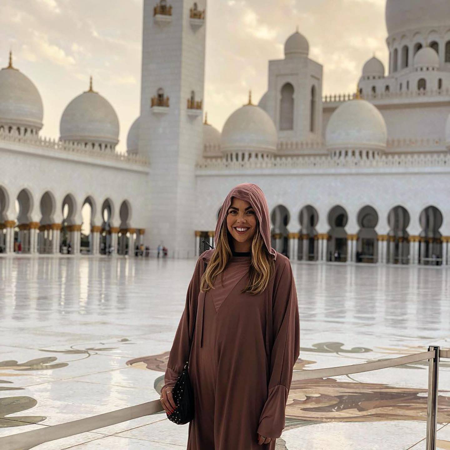 Sophie Prideaux visiting the Sheikh Zayed Mosque in Abu Dhabi. Photo: Sophie Prideaux