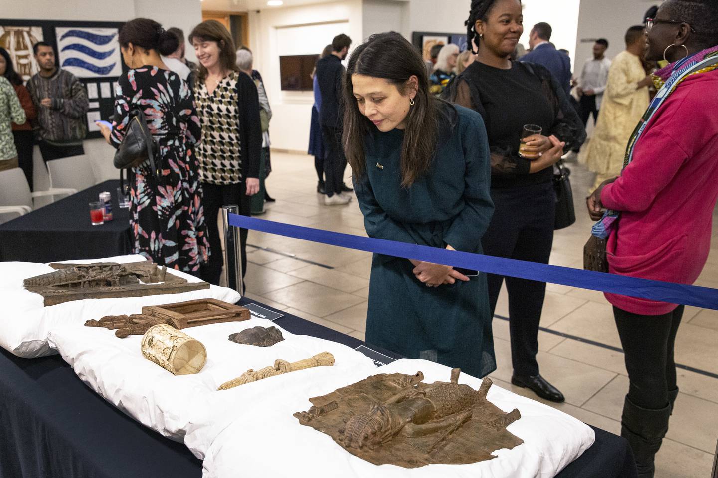 Artifacts on show at the Horniman Museum and Gardens in South London during the ceremony to mark the start of artefacts being returned. PA