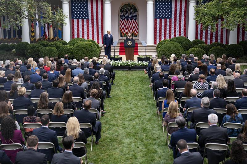 Amy Coney Barrett, US President Donald Trump's nominee for associate justice of the Supreme Court, speaks during an announcement ceremony in the Rose Garden. Bloomberg