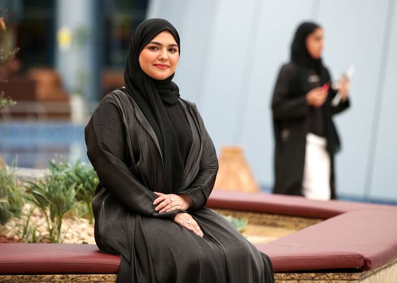 Reem Al Awadhi, a recent Zayed University international relations graduate, is co-ordinating a new podcast called Extension 45. Victor Besa / The National