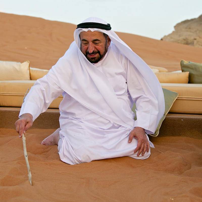 Dr Sheikh Sultan bin Mohammed Al Qasimi, Ruler of Sharjah, at the Mleiha Archaeological and Eco-tourism Project on Thursday. Wam