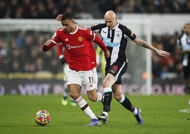 Mason Greenwood - 6: Positive early movement and smart cross-field pass towards Fernandes. Shot blocked by Lascelles on 30. Off at half time. Reuters