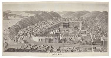 The engraving, the largest of its kind produced at the time, depicts pilgrims arriving for Hajj. It carries an estimate of £12,000-£18,000. Courtesy Sotheby's 