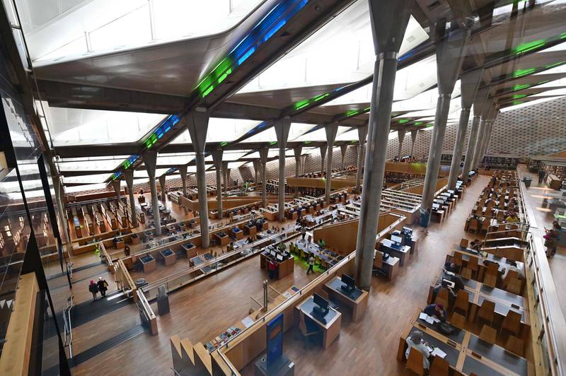 A general view of the interior of the Bibliotheca Alexandrina library in Egypt's northern coastal city of Alexandria. AFP