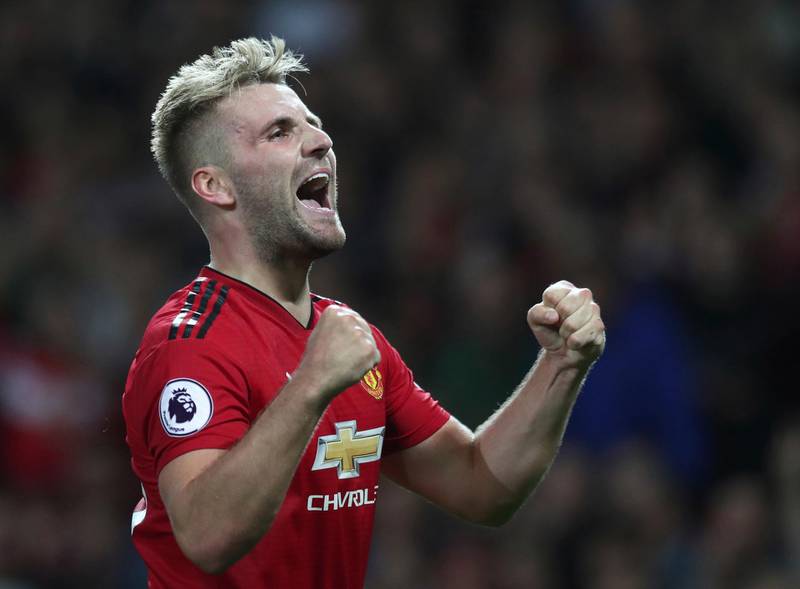 Manchester United's Luke Shaw celebrates after scoring his sides second goal. AP Photo