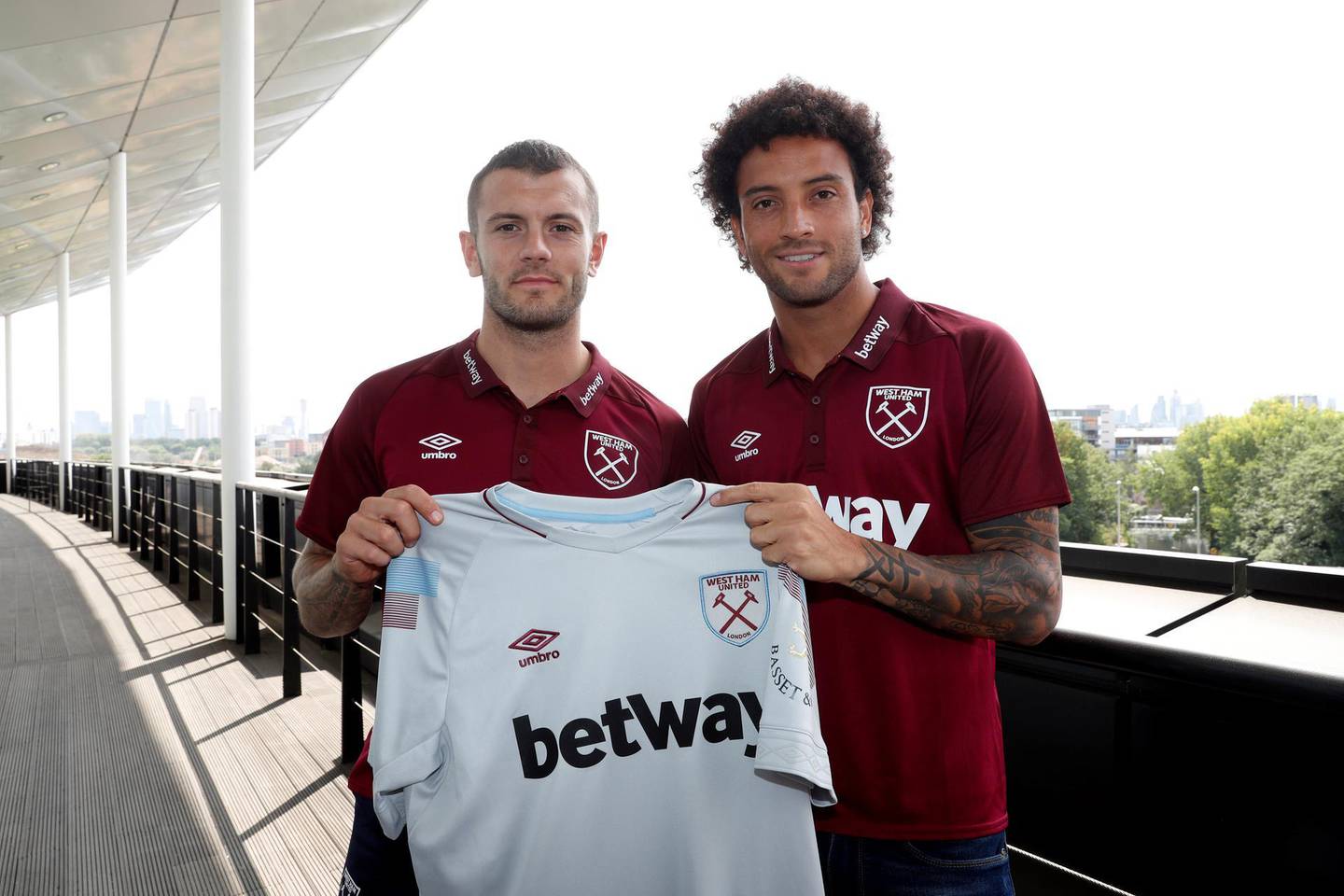 Soccer Football - West Ham United Press Conference - London Stadium, London, Britain - July 24, 2018   West Ham's Jack Wilshere and Felipe Anderson pose after the press conference   Action Images via Reuters/Matthew Childs